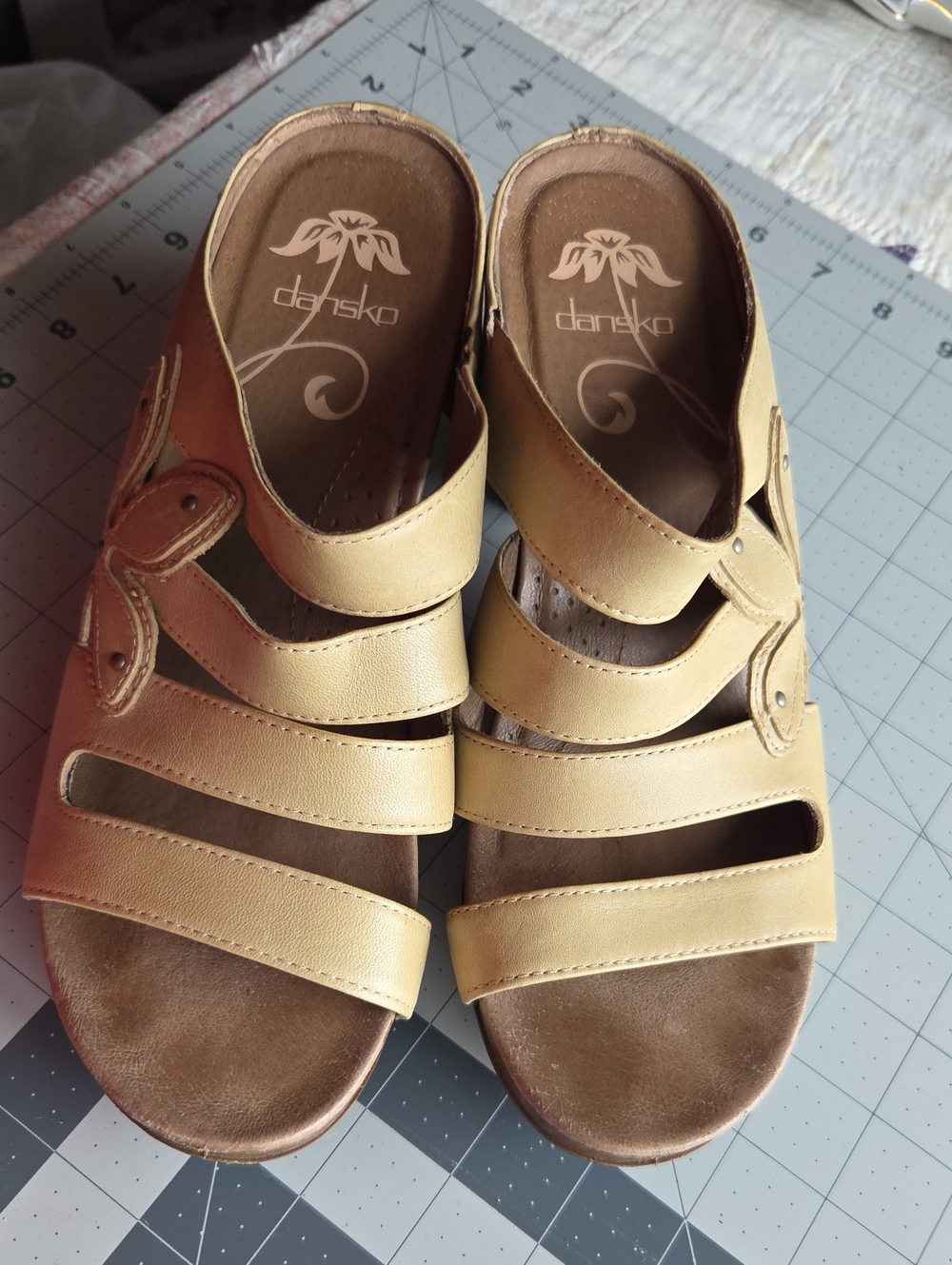 Dansko Women’s Beige Multi-Strap Leather Sandals